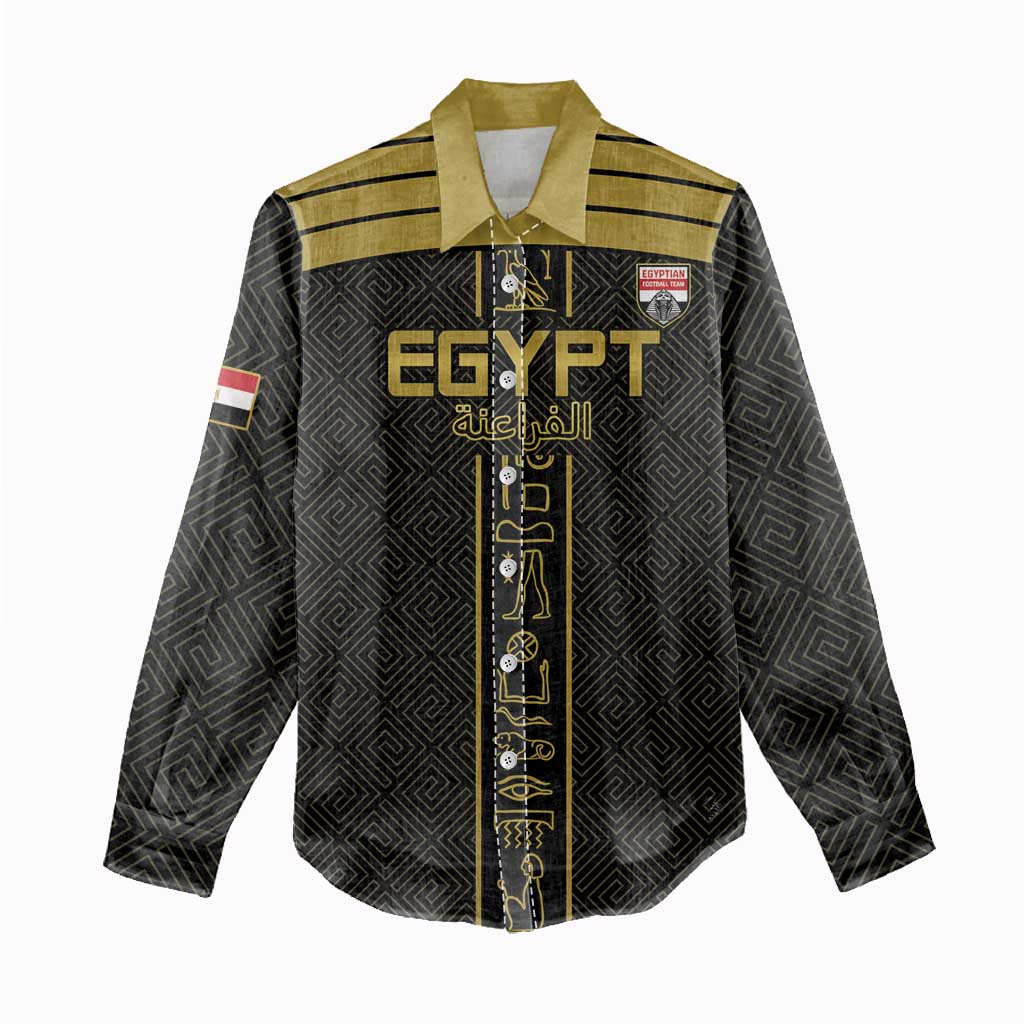 Egyptian Football Custom Women Casual Shirt Yalla Masr - Black Ver LT15