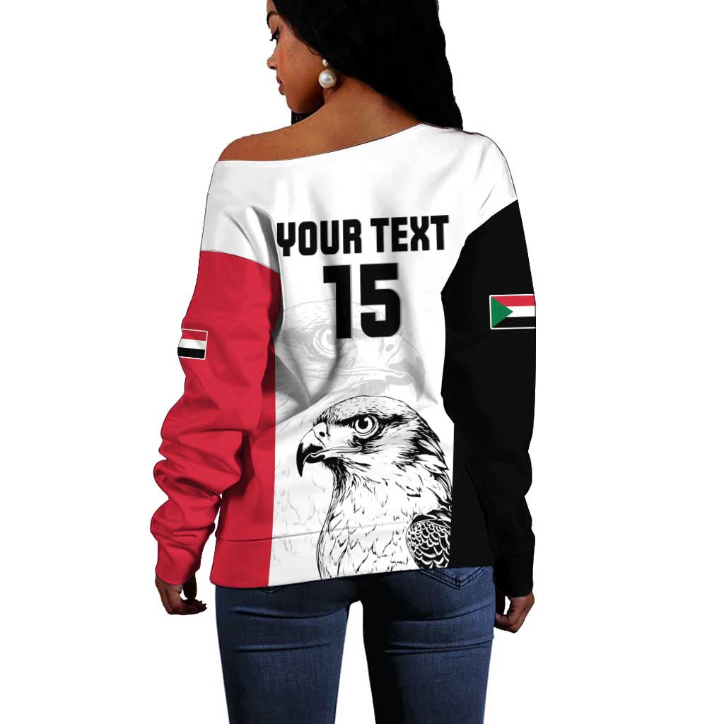 Custom Sudan Football Off Shoulder Sweater Yalla Sudan LT15