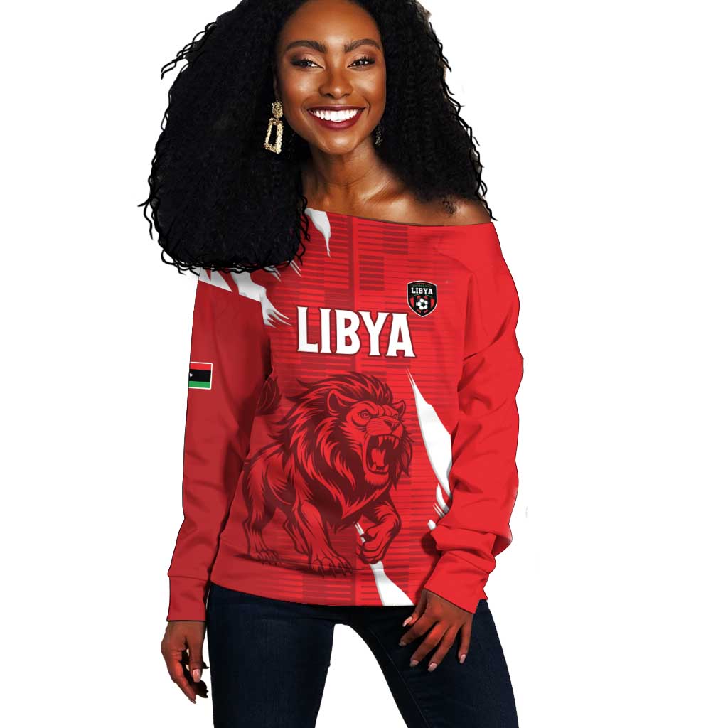Custom Libya Football Off Shoulder Sweater Yalla Libya LT15