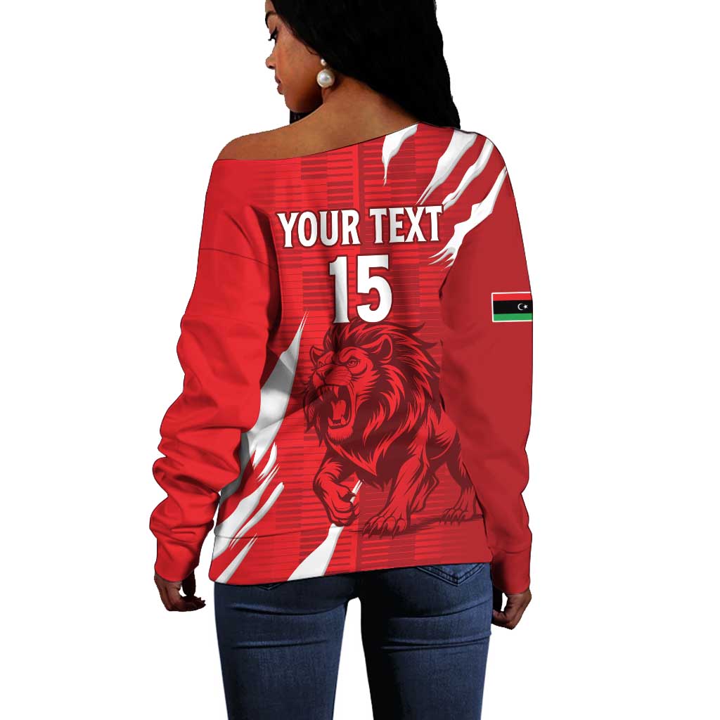 Custom Libya Football Off Shoulder Sweater Yalla Libya LT15