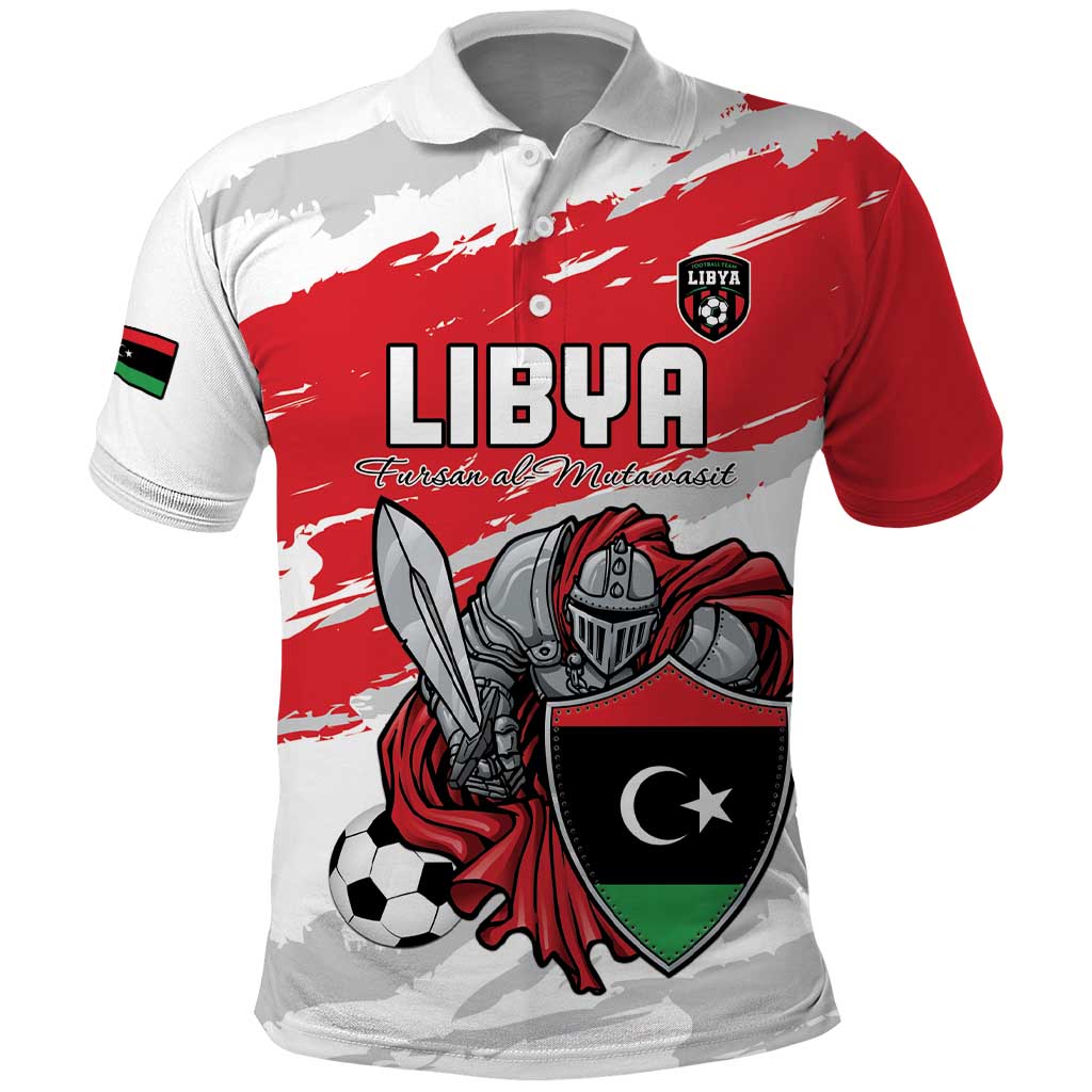Custom Libya Football Polo Shirt Yalla Fursan Al-Mutawasit LT15