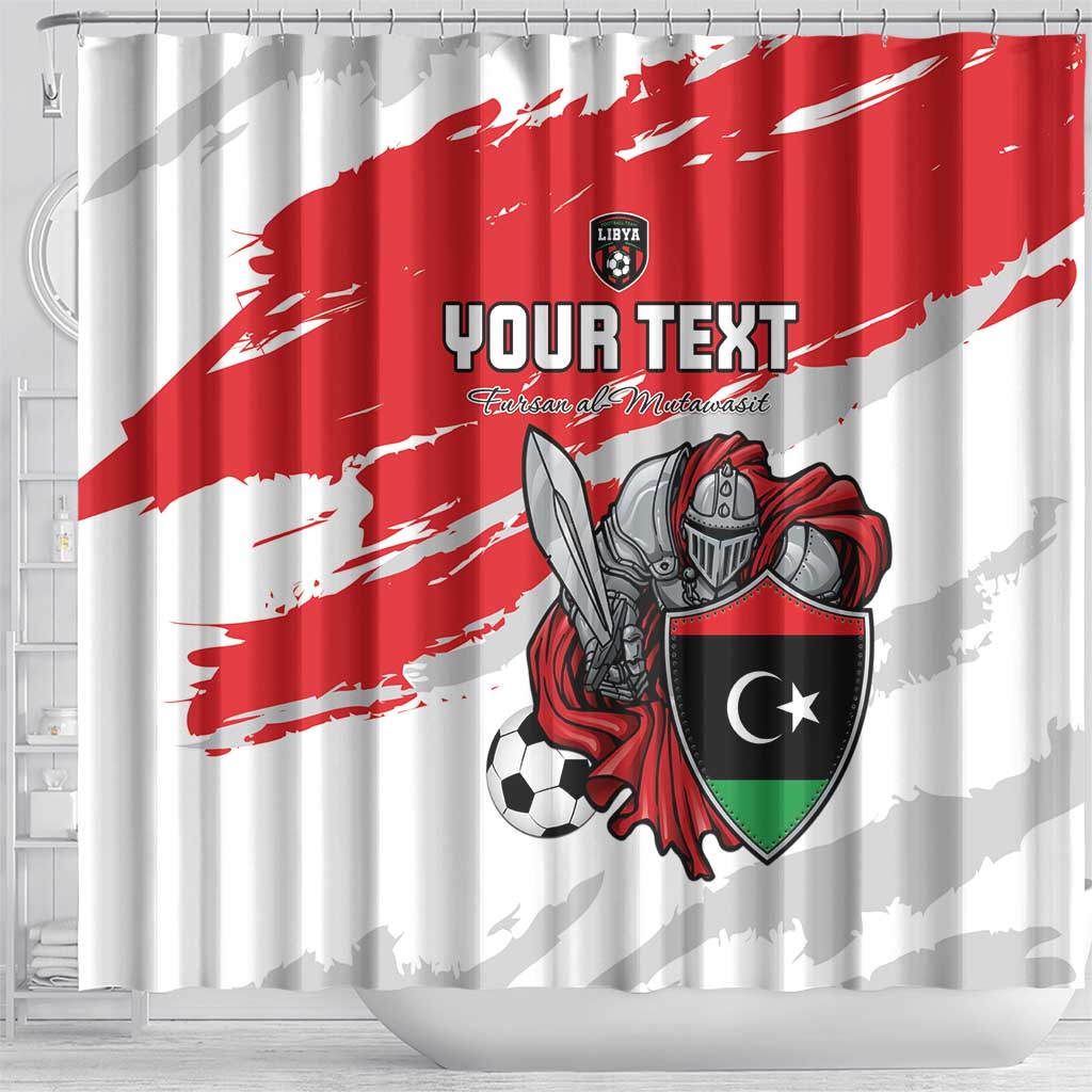 Custom Libya Football Shower Curtain Yalla Fursan Al-Mutawasit LT15