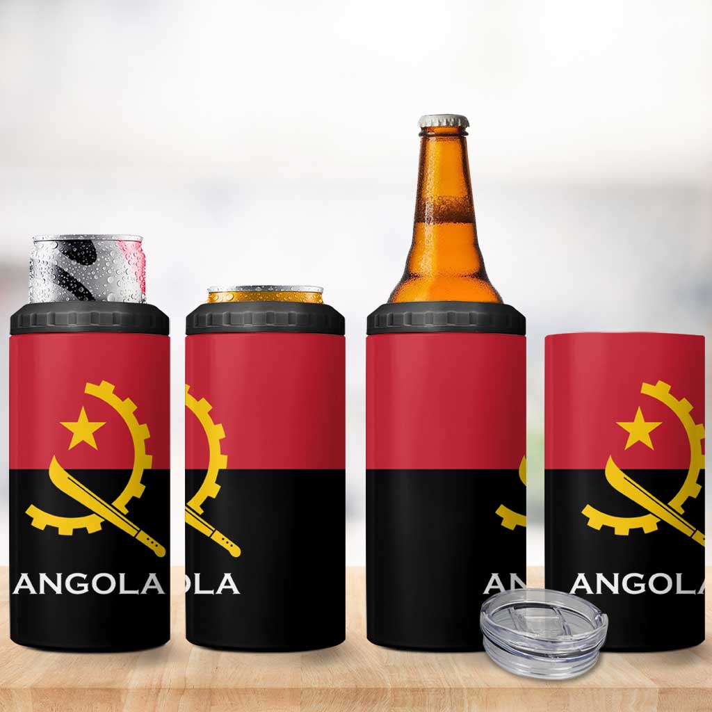 Angola Country Flag Stylized 4 in 1 Can Cooler Tumbler LT15