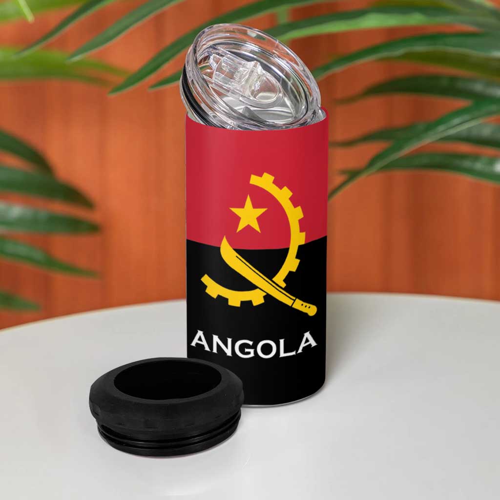 Angola Country Flag Stylized 4 in 1 Can Cooler Tumbler LT15