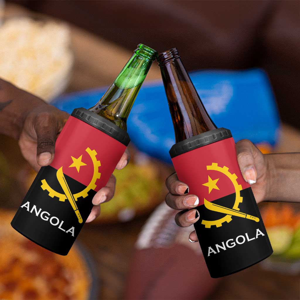 Angola Country Flag Stylized 4 in 1 Can Cooler Tumbler LT15