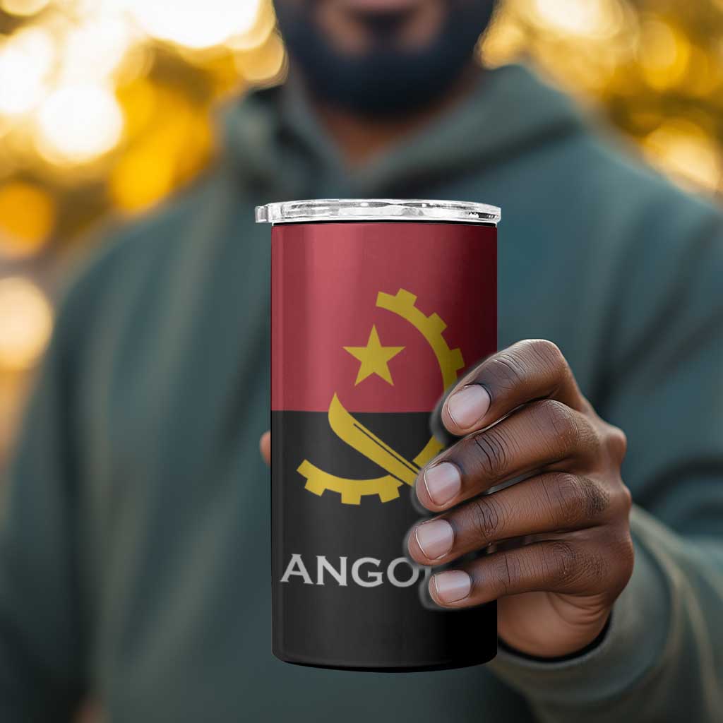 Angola Country Flag Stylized 4 in 1 Can Cooler Tumbler LT15