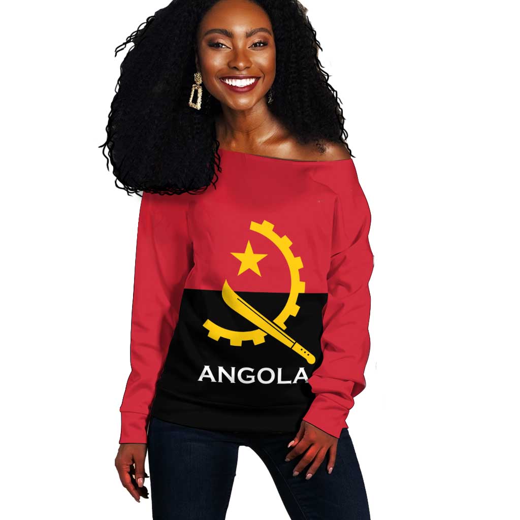 Angola Country Flag Stylized Off Shoulder Sweater LT15