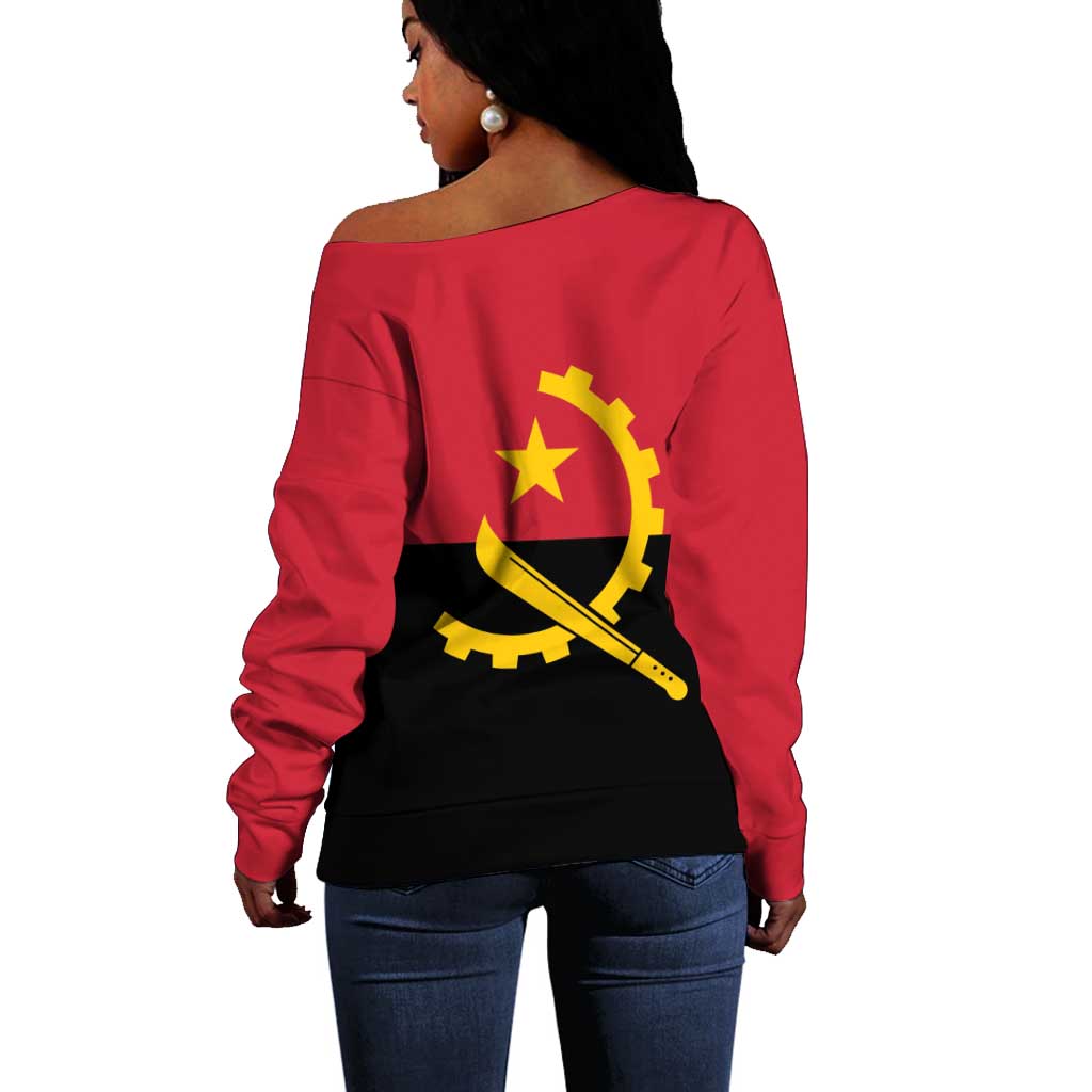 Angola Country Flag Stylized Off Shoulder Sweater LT15