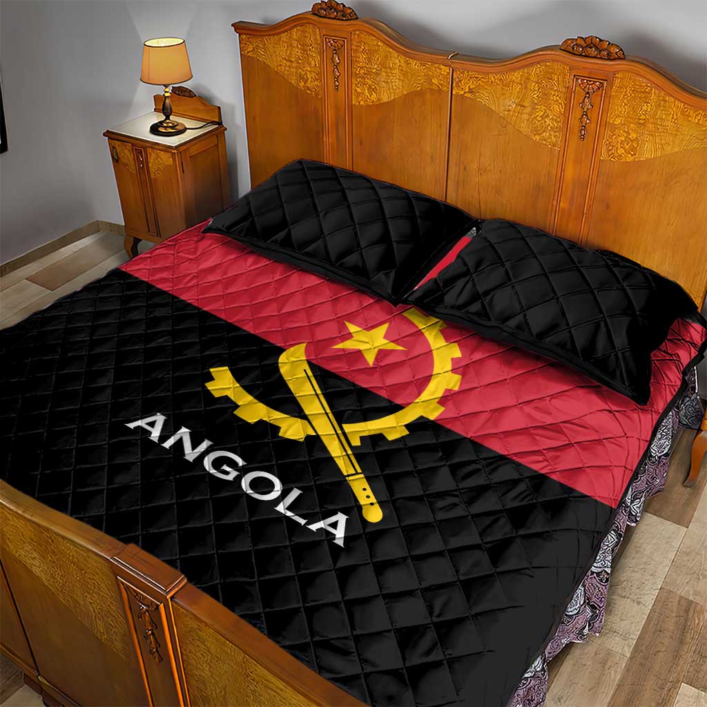 Angola Country Flag Stylized Quilt Bed Set LT15