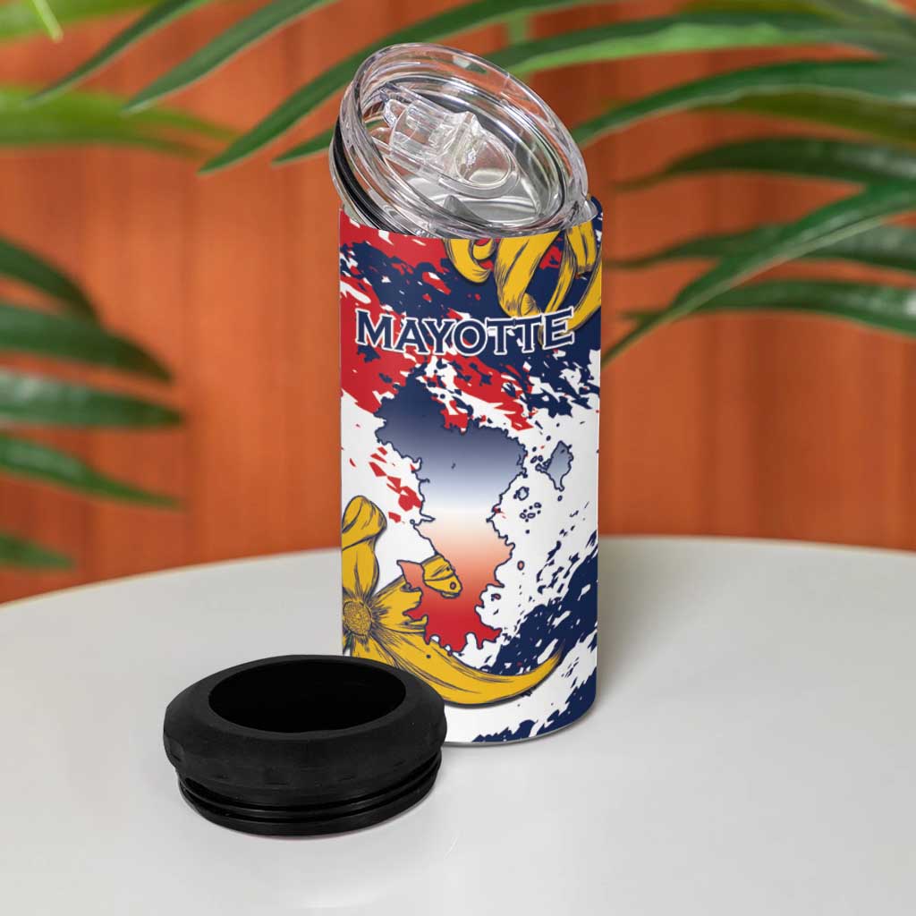 Département de Mayotte 4 in 1 Can Cooler Tumbler Ra Hachiri 976 Map With Ylang Ylang LT15