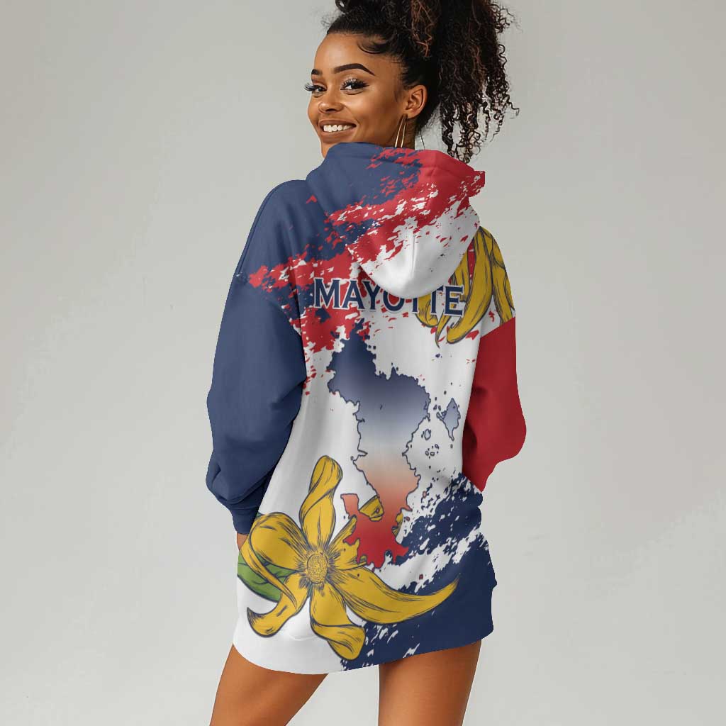Département de Mayotte Hoodie Dress Ra Hachiri 976 Map With Ylang Ylang LT15