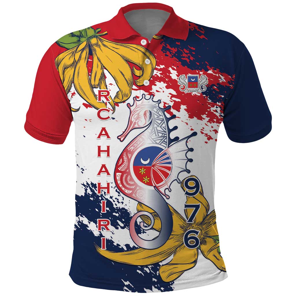 Ra Hachiri 976 Polo Shirt Mayotte Map With Ylang Ylang LT15