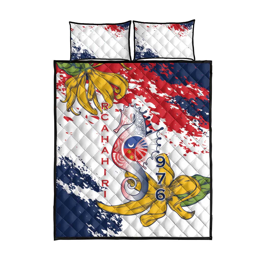 Département de Mayotte Quilt Bed Set Ra Hachiri 976 Map With Ylang Ylang LT15