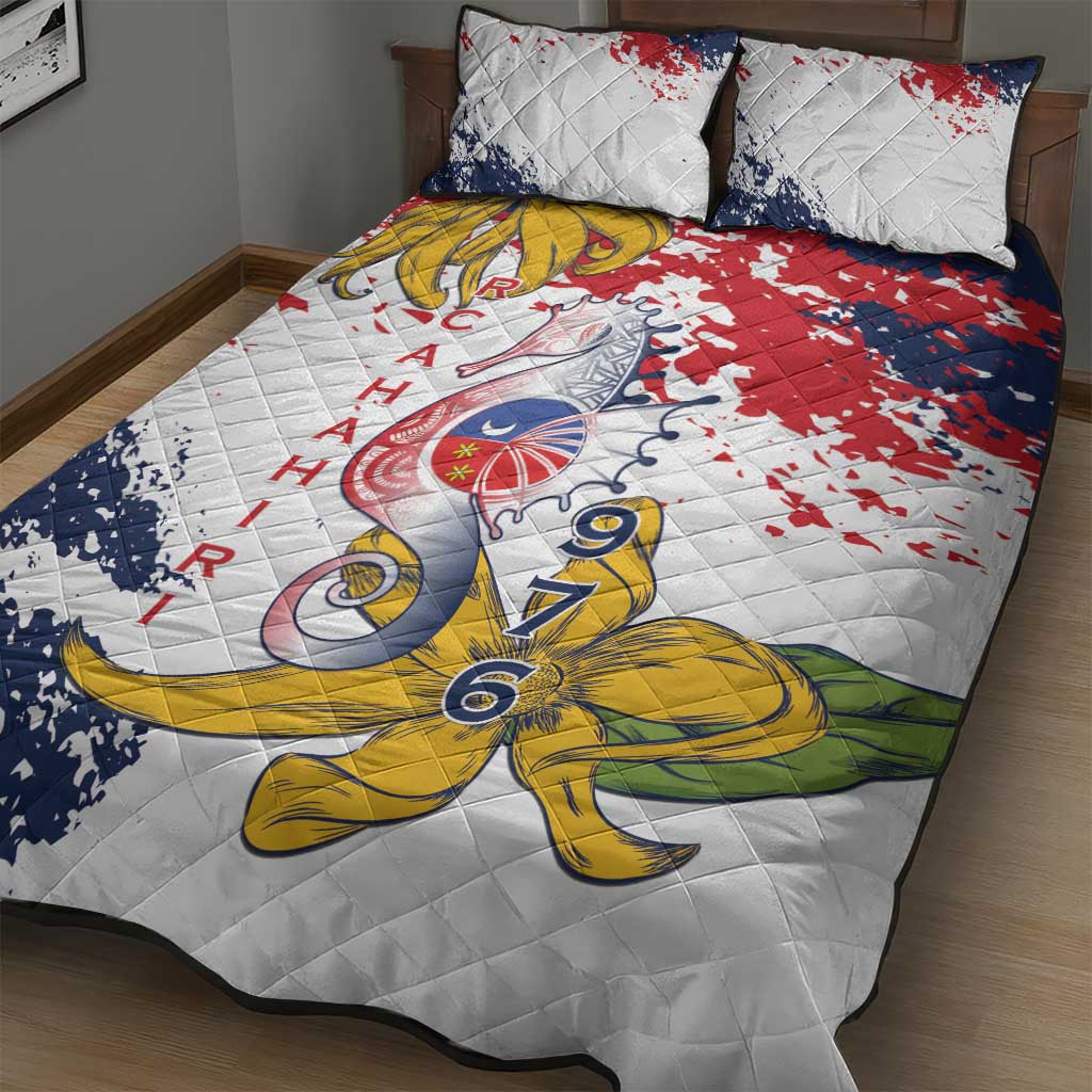 Département de Mayotte Quilt Bed Set Ra Hachiri 976 Map With Ylang Ylang LT15