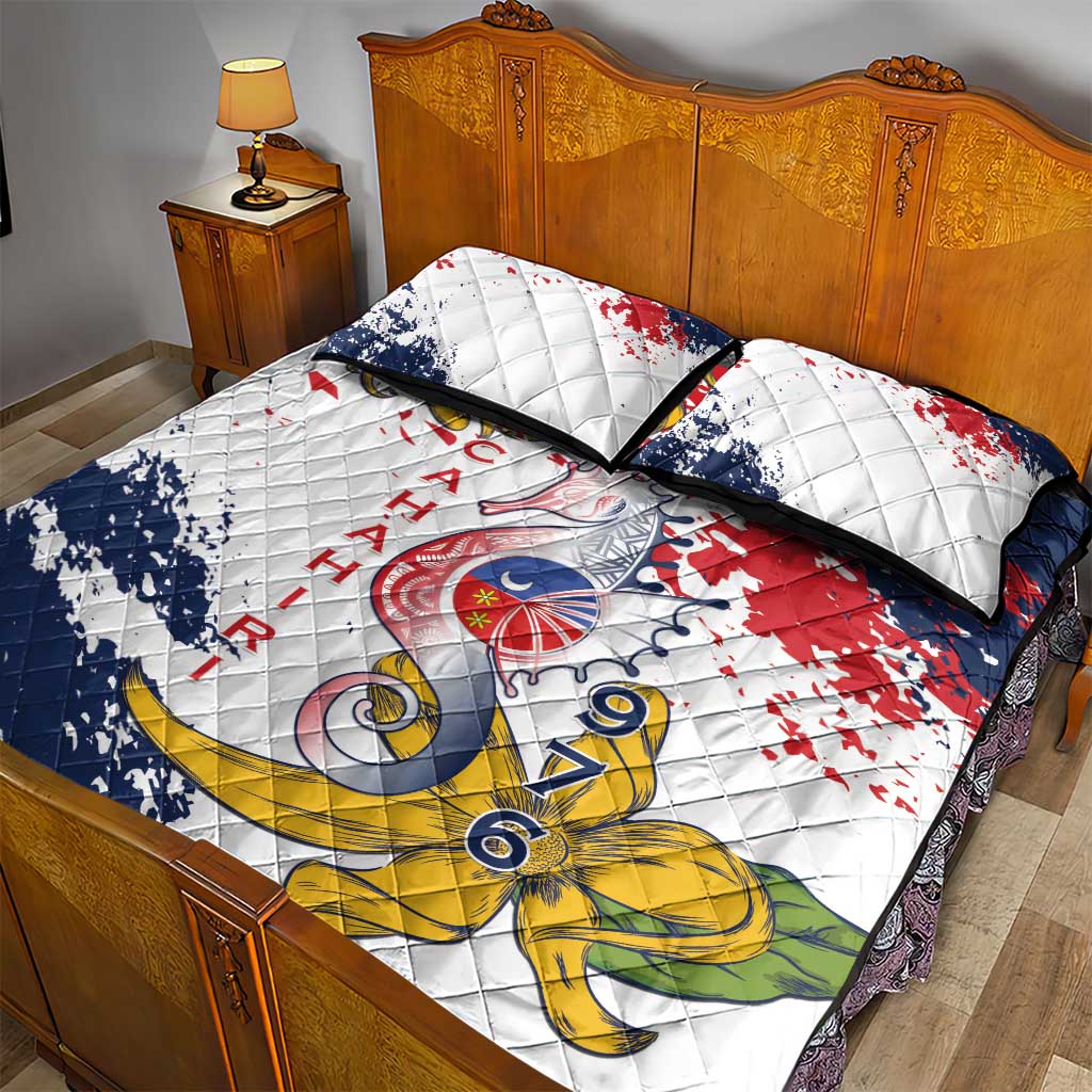 Département de Mayotte Quilt Bed Set Ra Hachiri 976 Map With Ylang Ylang LT15