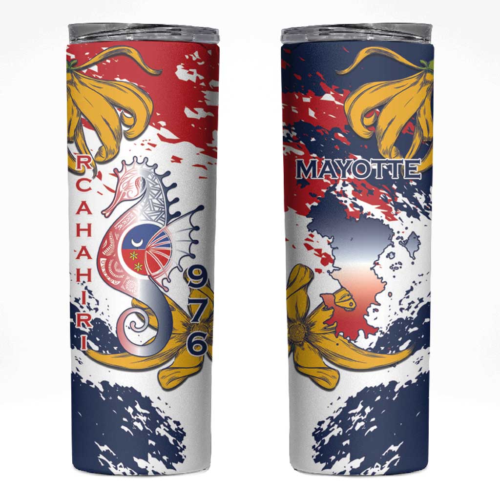 Département de Mayotte Skinny Tumbler Ra Hachiri 976 Map With Ylang Ylang LT15