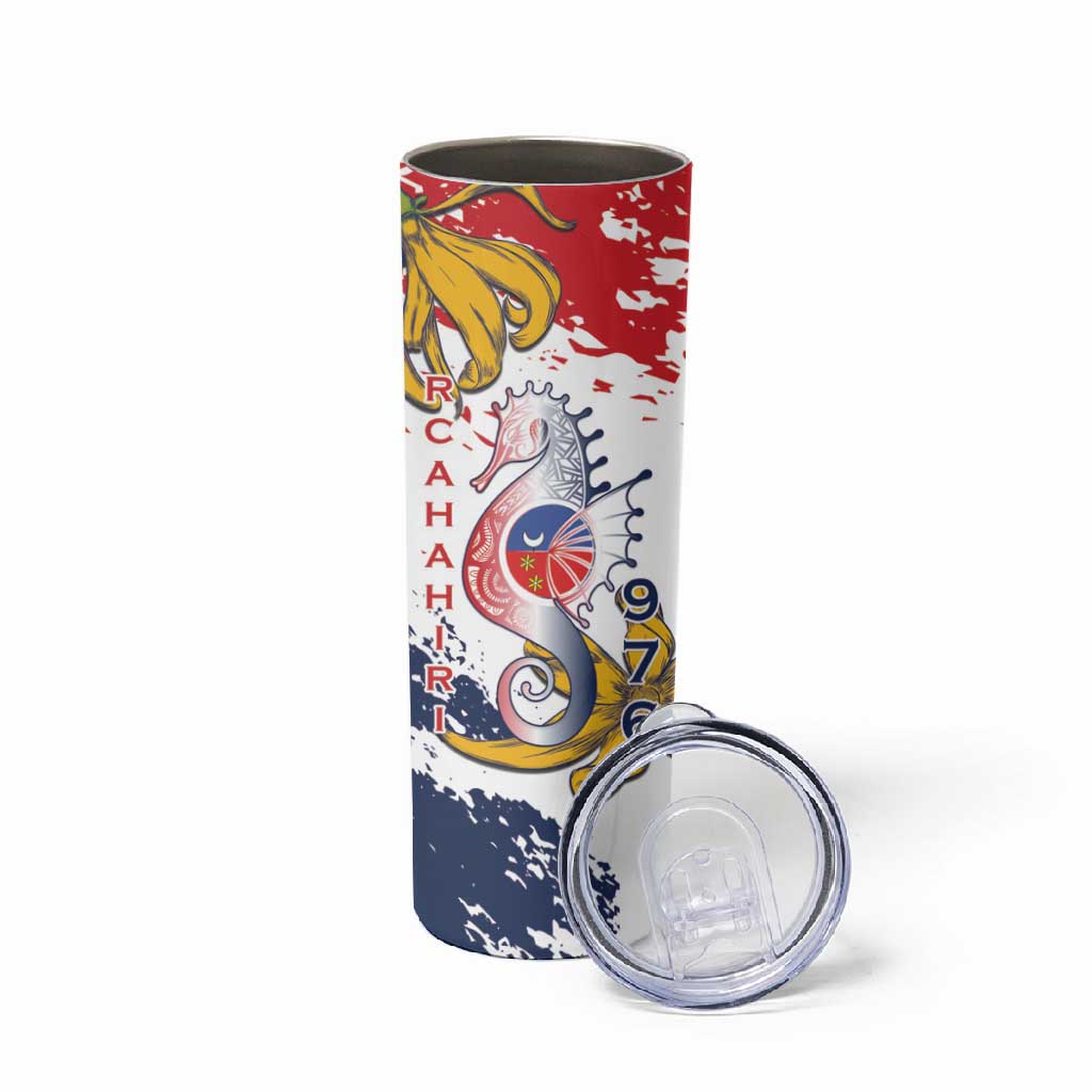 Département de Mayotte Skinny Tumbler Ra Hachiri 976 Map With Ylang Ylang LT15