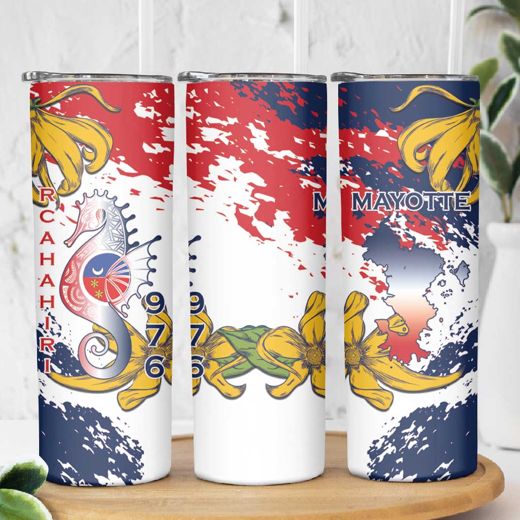 Département de Mayotte Skinny Tumbler Ra Hachiri 976 Map With Ylang Ylang LT15