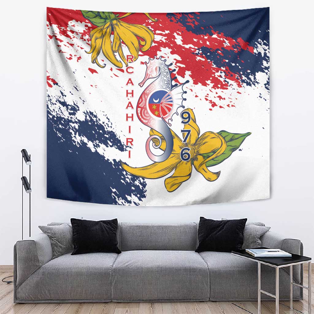 Département de Mayotte Tapestry Ra Hachiri 976 Map With Ylang Ylang LT15