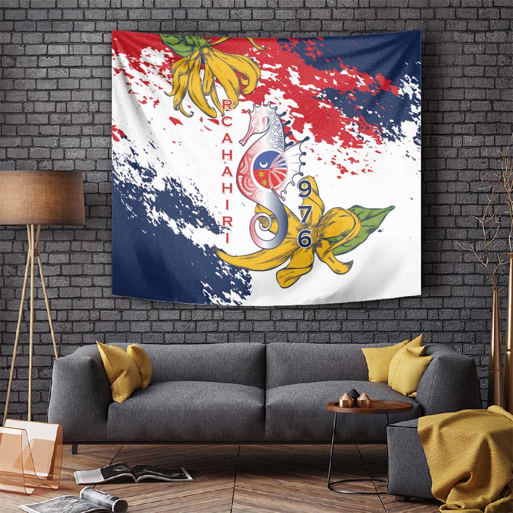 Département de Mayotte Tapestry Ra Hachiri 976 Map With Ylang Ylang LT15
