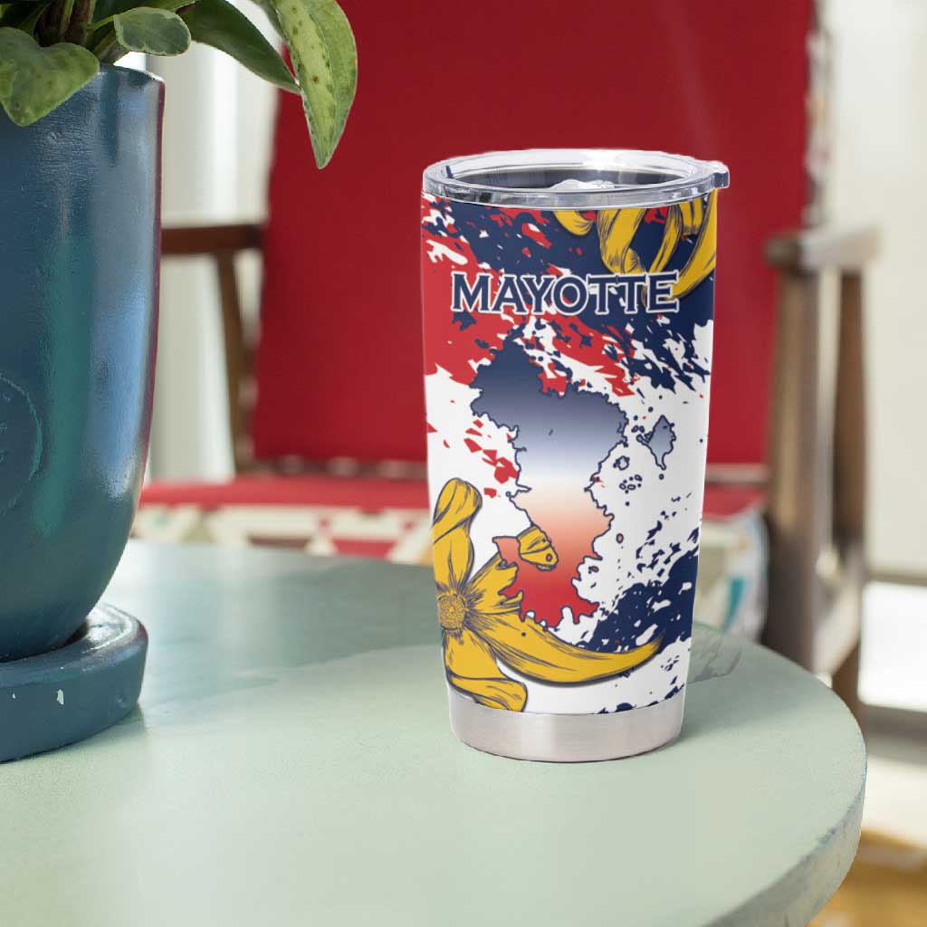 Département de Mayotte Tumbler Cup Ra Hachiri 976 Map With Ylang Ylang LT15