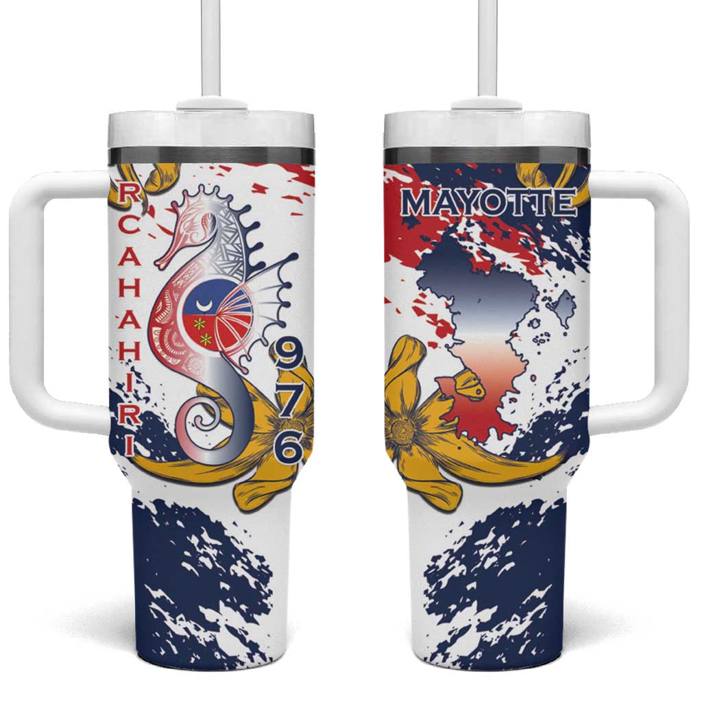 Département de Mayotte Tumbler With Handle Ra Hachiri 976 Map With Ylang Ylang LT15