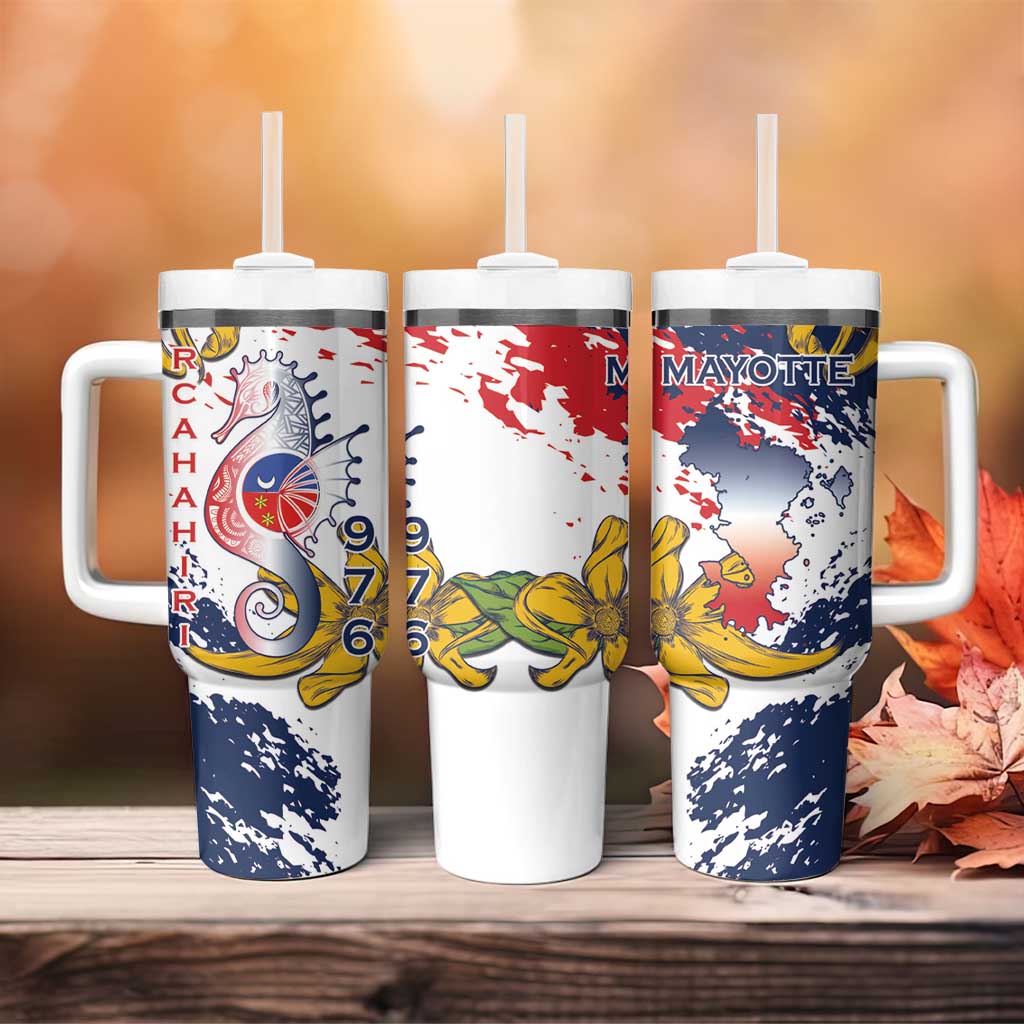 Département de Mayotte Tumbler With Handle Ra Hachiri 976 Map With Ylang Ylang LT15