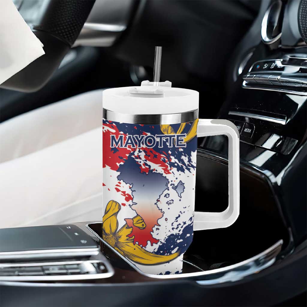 Département de Mayotte Tumbler With Handle Ra Hachiri 976 Map With Ylang Ylang LT15