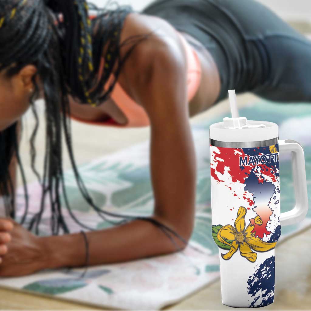 Département de Mayotte Tumbler With Handle Ra Hachiri 976 Map With Ylang Ylang LT15