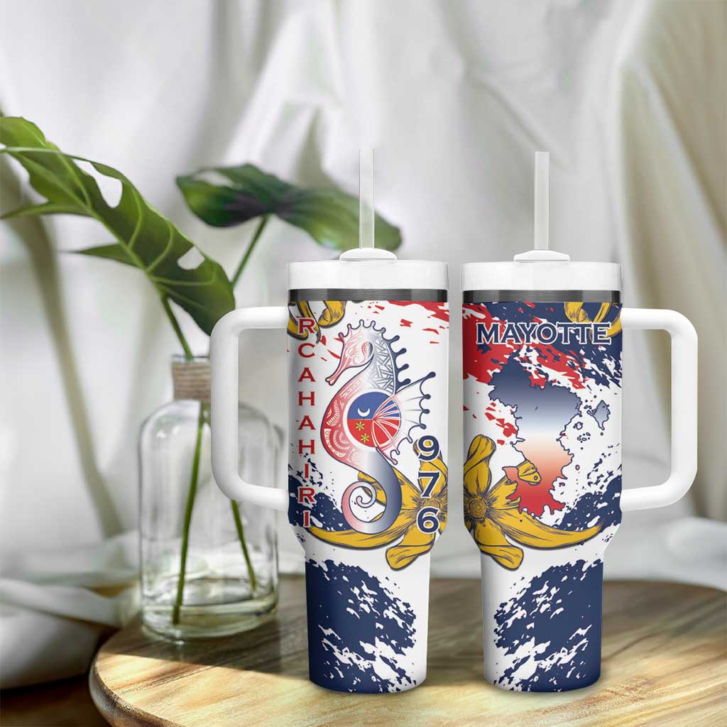 Département de Mayotte Tumbler With Handle Ra Hachiri 976 Map With Ylang Ylang LT15