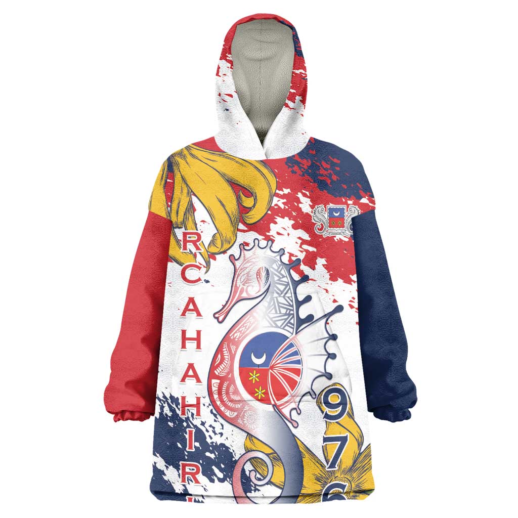 Département de Mayotte Wearable Blanket Hoodie Ra Hachiri 976 Map With Ylang Ylang LT15