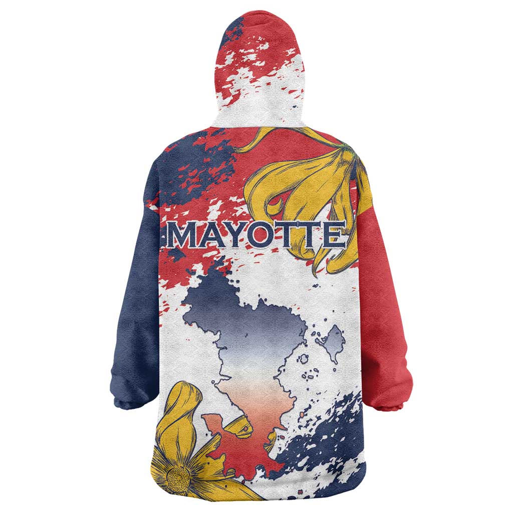 Département de Mayotte Wearable Blanket Hoodie Ra Hachiri 976 Map With Ylang Ylang LT15