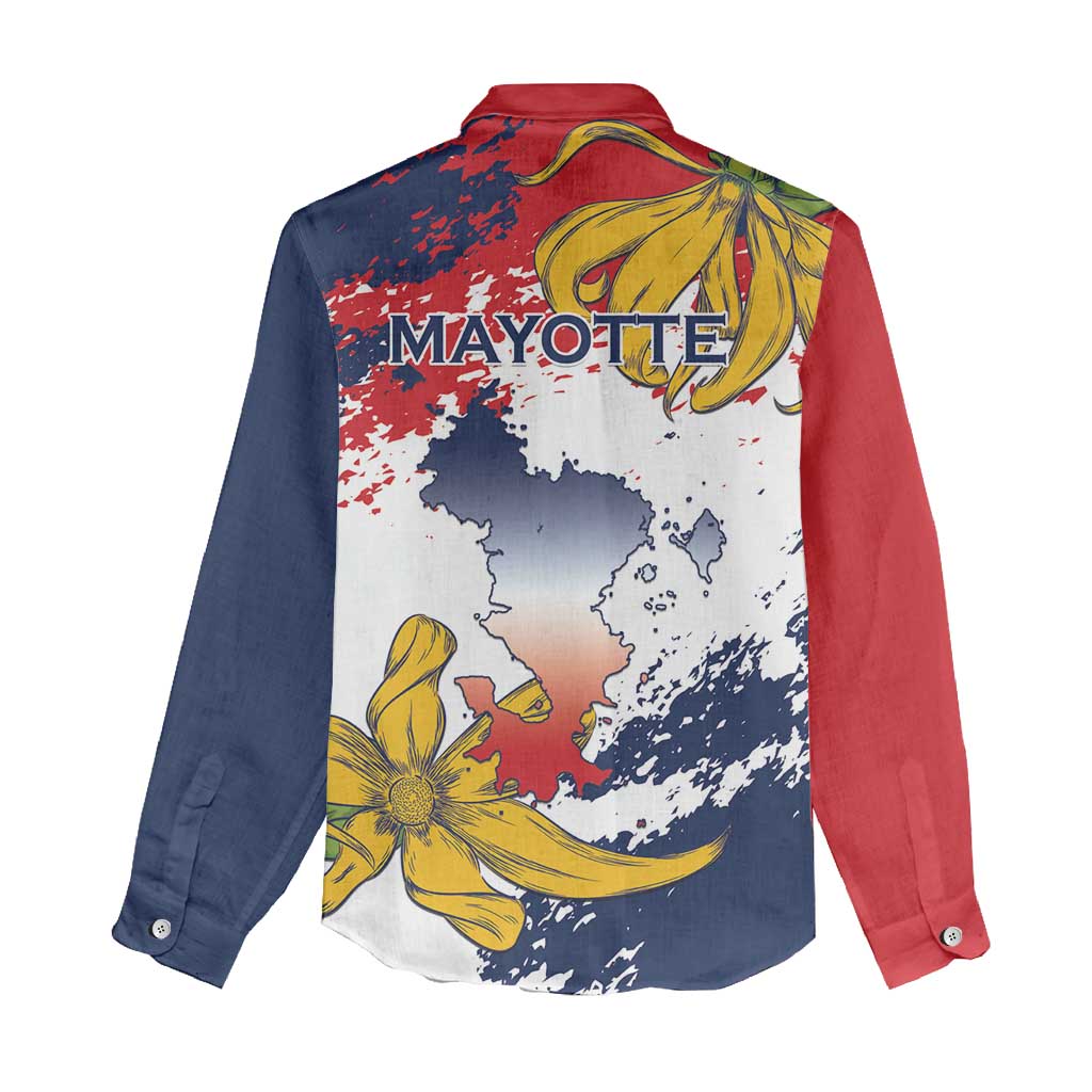 Département de Mayotte Women Casual Shirt Ra Hachiri 976 Map With Ylang Ylang LT15
