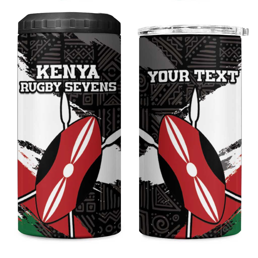 Custom Afro Kenya 4 in 1 Can Cooler Tumbler Rugby Sevens - African Pattern LT15