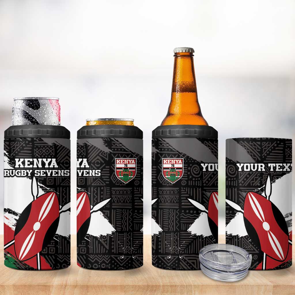 Custom Afro Kenya 4 in 1 Can Cooler Tumbler Rugby Sevens - African Pattern LT15