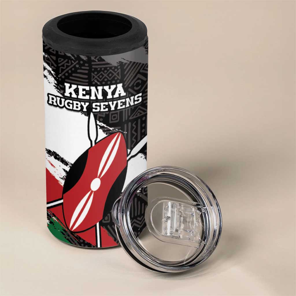 Custom Afro Kenya 4 in 1 Can Cooler Tumbler Rugby Sevens - African Pattern LT15