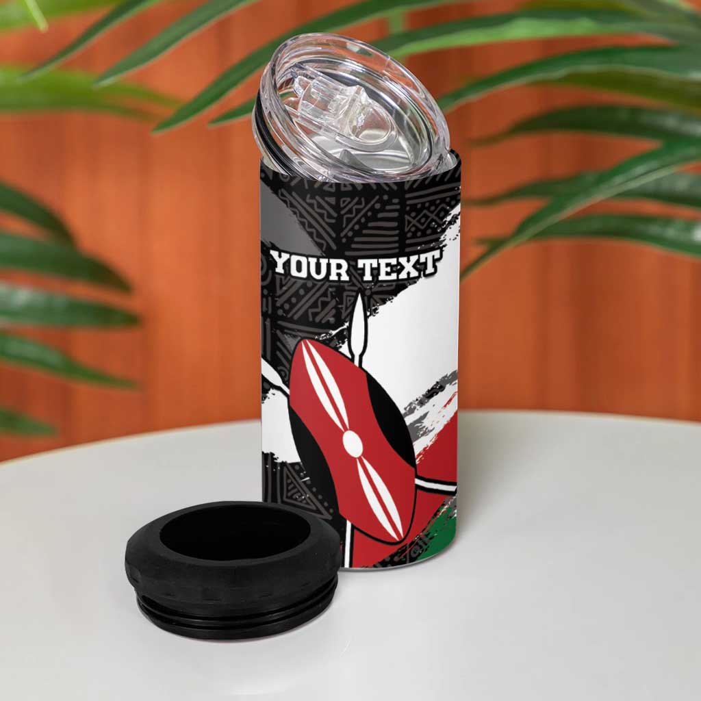 Custom Afro Kenya 4 in 1 Can Cooler Tumbler Rugby Sevens - African Pattern LT15