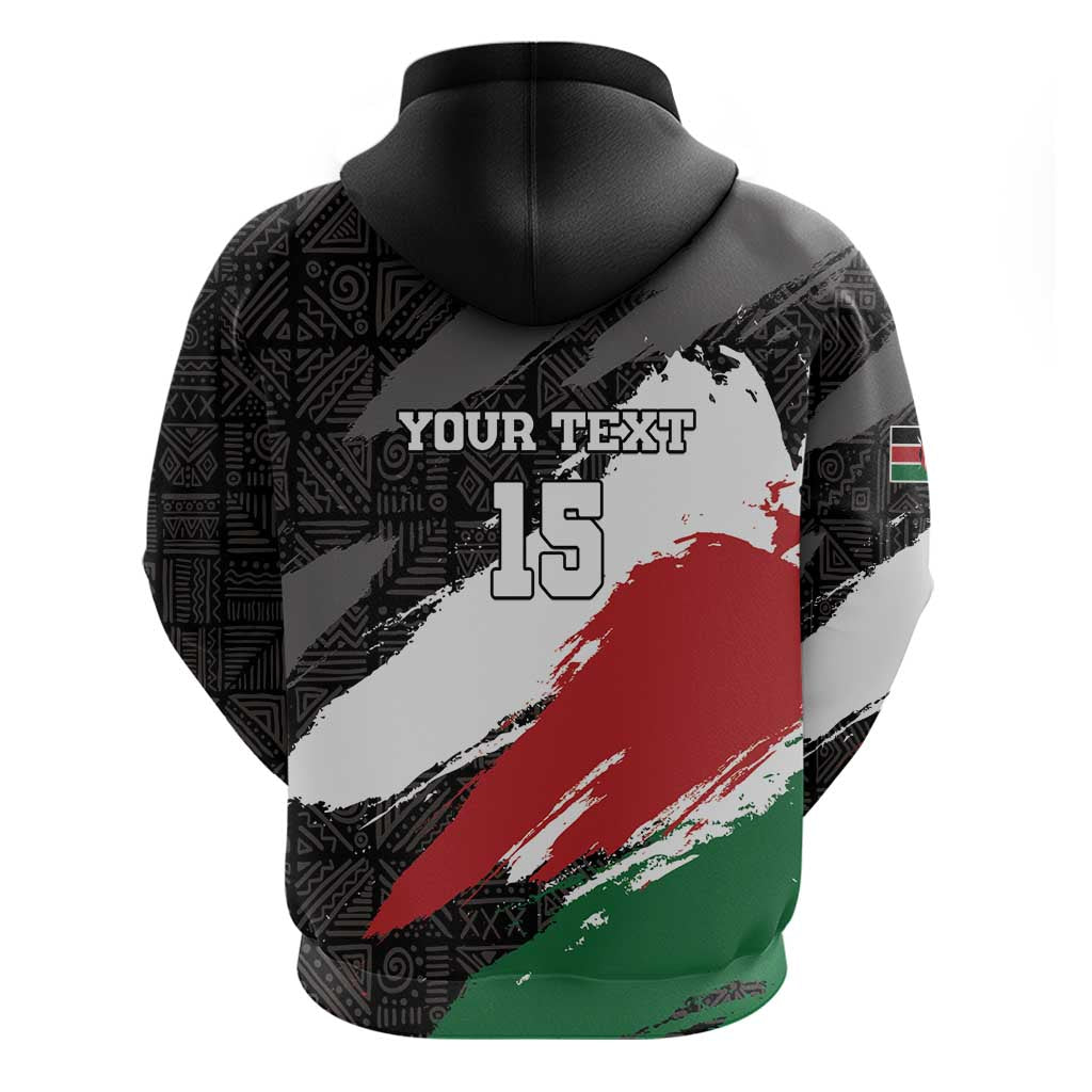 Custom Kenya Rugby Sevens Hoodie African Pattern - Grunge Style LT15