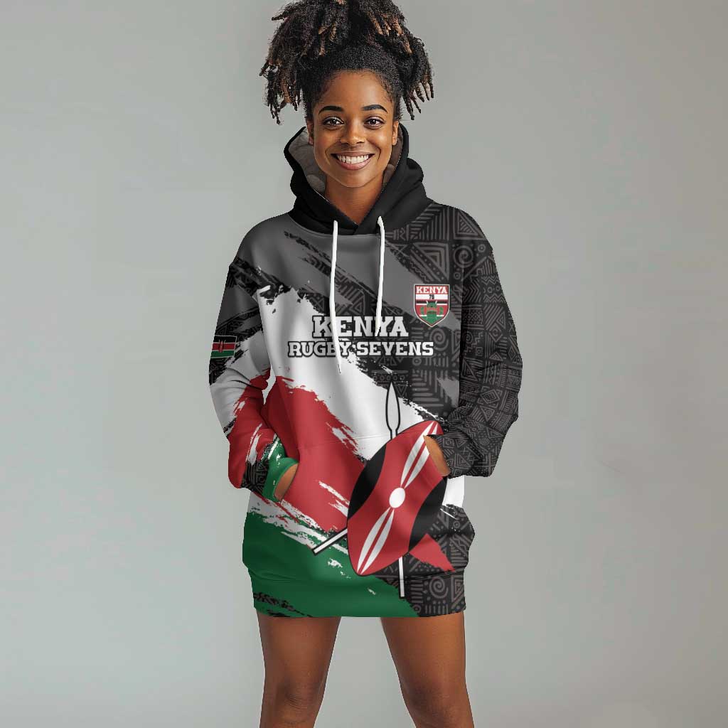 Custom Afro Kenya Hoodie Dress Rugby Sevens - African Pattern LT15