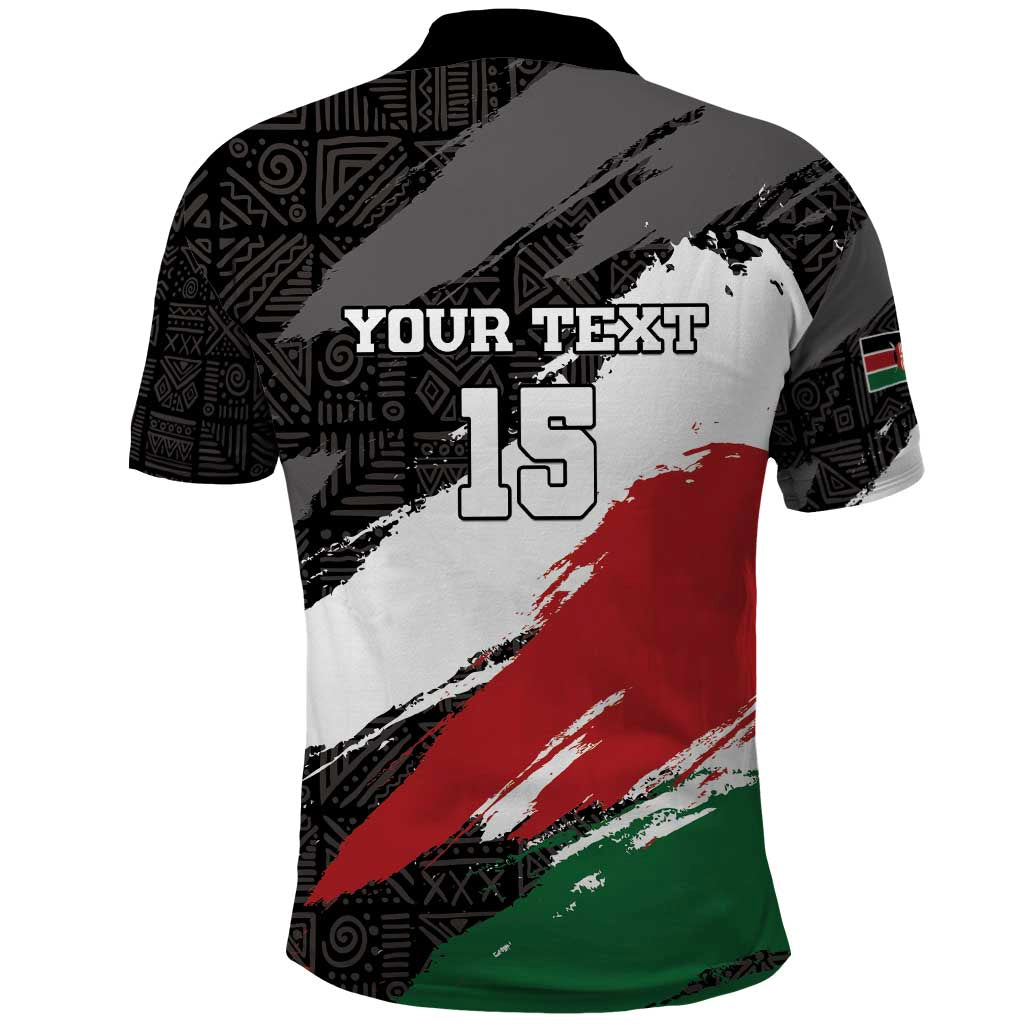 Custom Kenya Rugby Sevens Polo Shirt African Pattern - Grunge Style LT15