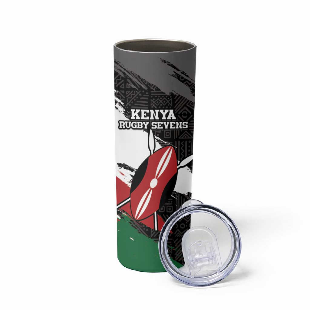 Custom Afro Kenya Skinny Tumbler Rugby Sevens - African Pattern LT15