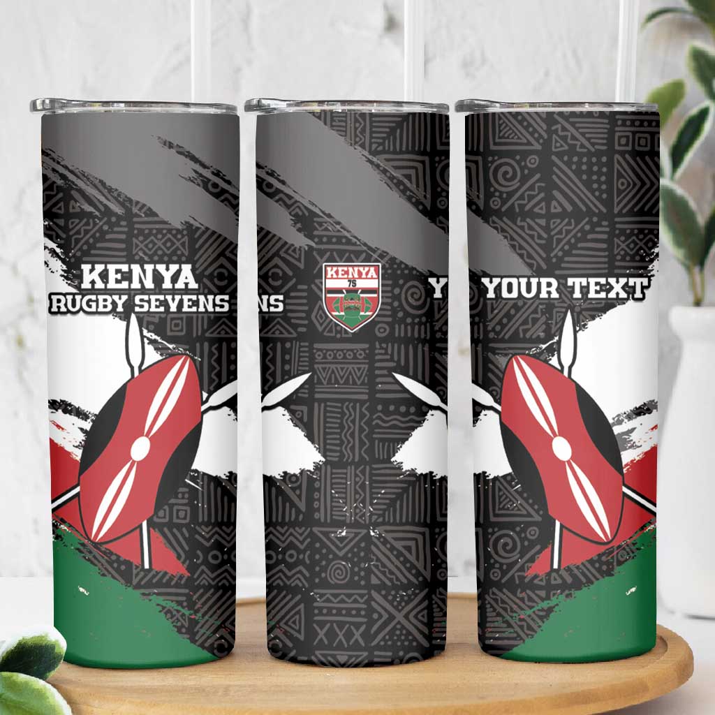Custom Afro Kenya Skinny Tumbler Rugby Sevens - African Pattern LT15