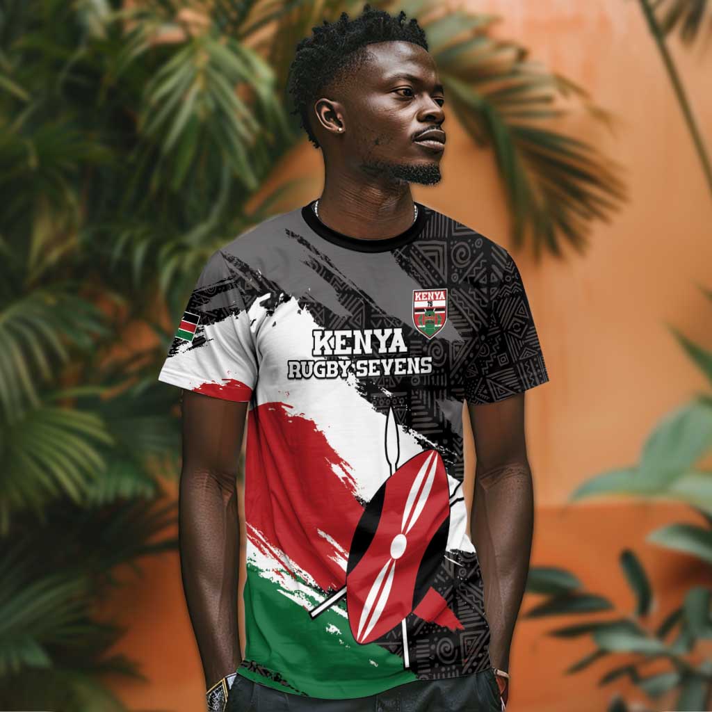 Custom Afro Kenya T shirt Rugby Sevens - African Pattern LT15