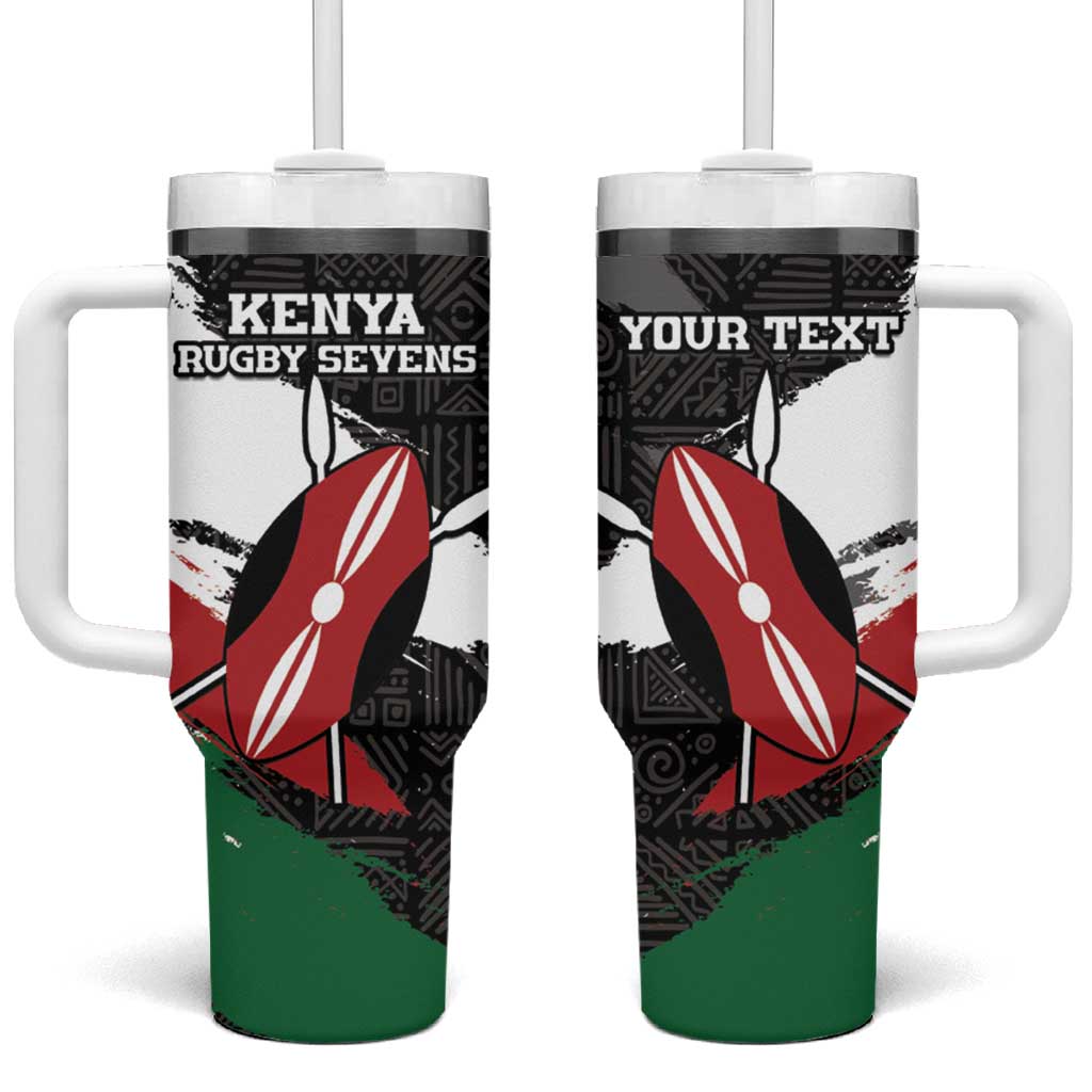 Custom Afro Kenya Tumbler With Handle Rugby Sevens - African Pattern LT15