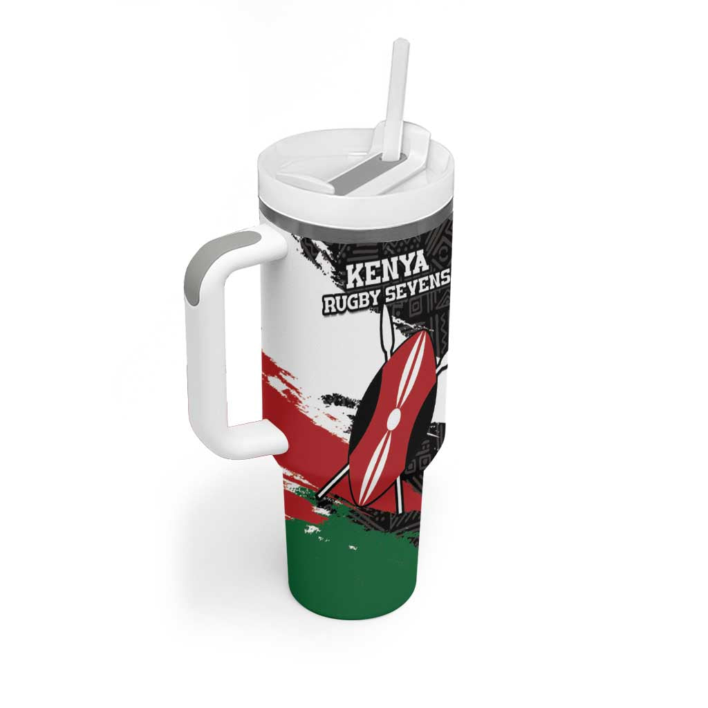 Custom Afro Kenya Tumbler With Handle Rugby Sevens - African Pattern LT15