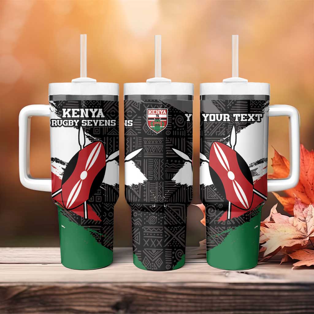 Custom Afro Kenya Tumbler With Handle Rugby Sevens - African Pattern LT15