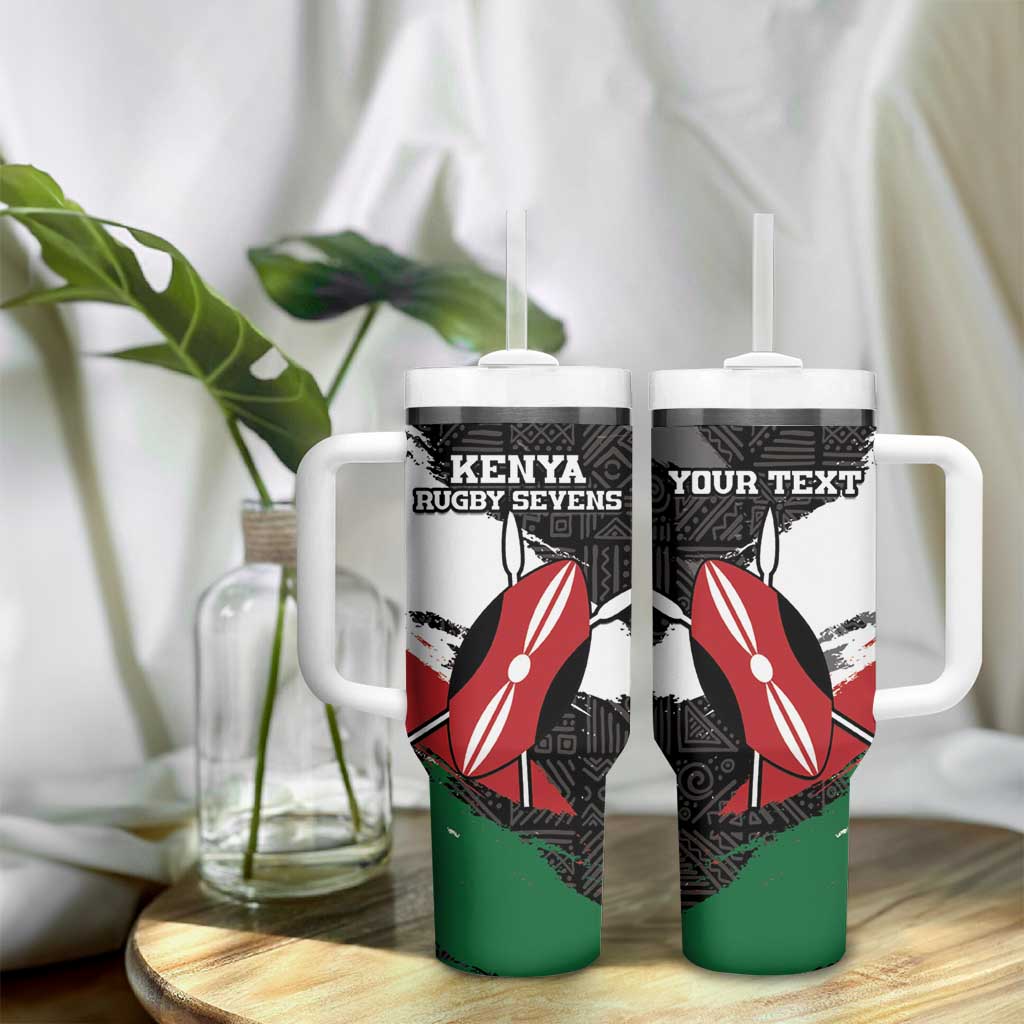 Custom Afro Kenya Tumbler With Handle Rugby Sevens - African Pattern LT15