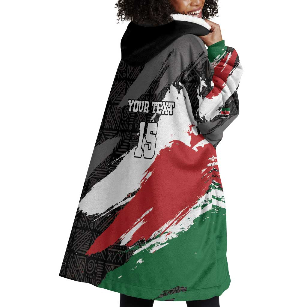 Custom Afro Kenya Wearable Blanket Hoodie Rugby Sevens - African Pattern LT15