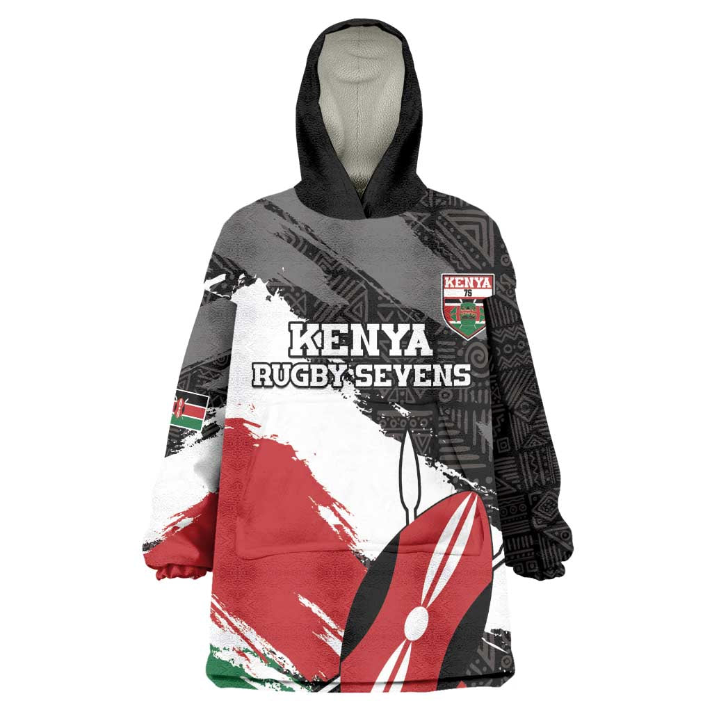 Custom Afro Kenya Wearable Blanket Hoodie Rugby Sevens - African Pattern LT15