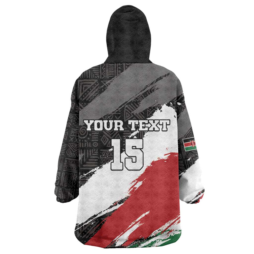 Custom Afro Kenya Wearable Blanket Hoodie Rugby Sevens - African Pattern LT15
